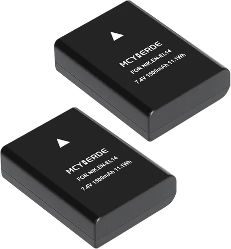 Paquete de 2 baterías de repuesto EN-EL14 EN-EL14a, batería de litio recargable de 1500 mAh compatible con D3100 D3200 D3300 D3400 D3500 D5100 D5200