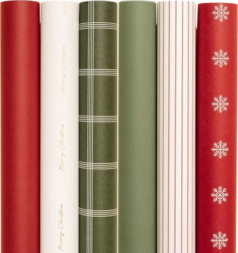 Miniatura 13 de Merry Market Rollos de Papel de Regalo de Navidad, Papel de Regalo Mate Premium, Rollo Grande de 30" x 168" pulgadas, Diseño de Rayas de Santa