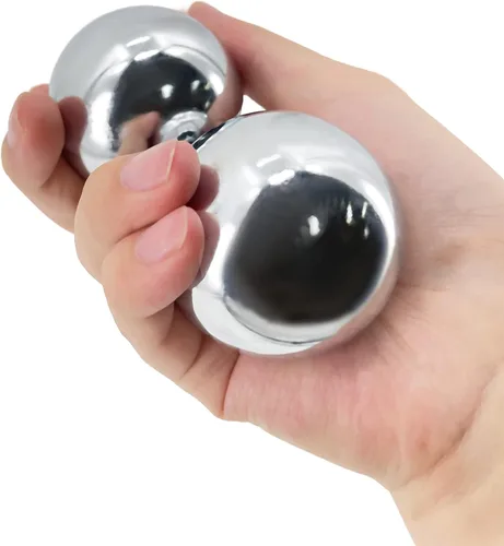 Miniatura 6 de Baoding Balls - Bolas chinas de ejercicio de 1.4/1.5/2.2 pulgadas, timbre o sin campanilla, bolas zen de acero inoxidable, piedra para terapia