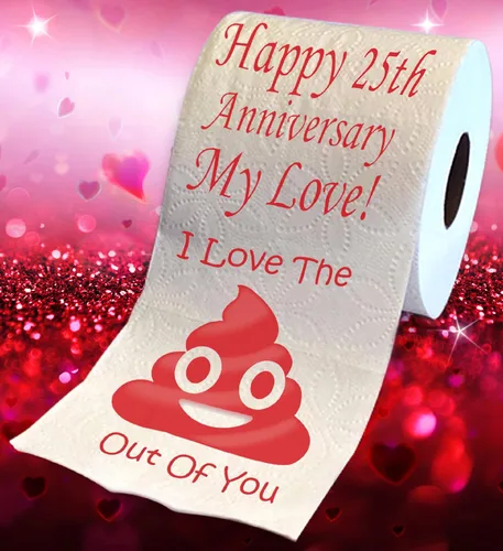 Miniatura 2 de Impreso TP Happy 25th Anniversary My Love - Regalo de papel higiénico divertido para marido, esposa, novio, novia, broma linda broma de broma