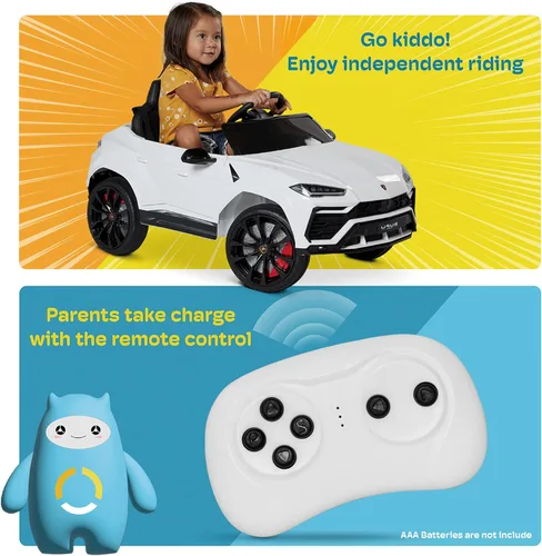Miniatura 6 de Kidzone Auto de Paseo 12V Lamborghini Urus Vehículo Eléctrico de Juguete para Niños con Control Remoto para Padres, Bocina, Radio, Puerto, AUX