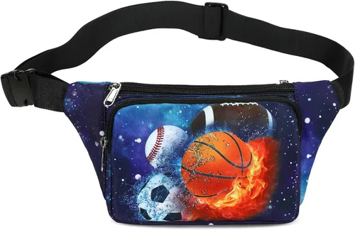 LEDAOU Riñonera para niños, bolsa cruzada para niños, riñonera, ligera, para el pecho, Baloncesto Rugby Estrellas de fútbol, Talla única