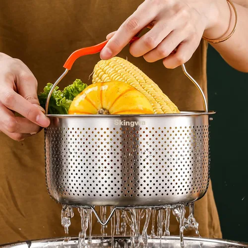 Miniatura 3 de Cesta de vapor para olla instantánea 18/8 de acero inoxidable colador cesta accesorios para olla a presión (2L)