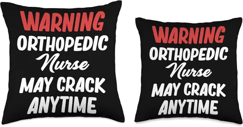 Miniatura 3 de Funny Ortho Nurse Surgical Bone Replacement Warning Orthopedic Nurse May Crack Anytime Surgical Bone Throw Pillow, 16x16, Multicolor