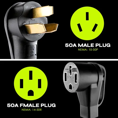 Miniatura 3 de Cable adaptador del cargador EV Campzlly, adaptador NEMA 10-50P a 14-50R, enchufe de 50A a 4 clavijas hembra, compatible con EV para carga de nivel