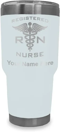 Miniatura 14 de LaserGram Vaso aislado al vacío de 20 onzas, enfermera registrada RN, grabado personalizado incluido (negro)