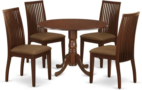 Miniatura 13 de East West Furniture DLIP3-BMK-W Juego de mesa y sillas de cocina de 3 piezas contiene una mesa de comedor redonda con gotas y 2 sillas de comedor