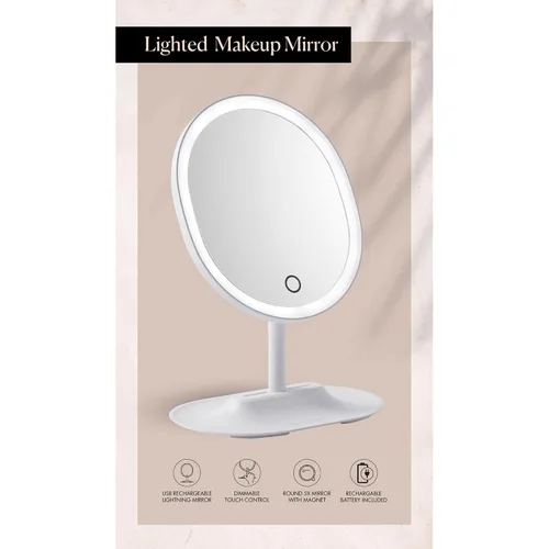 Miniatura 2 de Browgame Espejo de maquillaje iluminado original, espejo con sensor táctil LED; viene con 5 mini accesorios de imán de espejo, tu nuevo accesorio