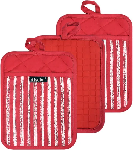 Miniatura 24 de Alselo Guantes de horno de silicona resistentes al calor 932℉ con impermeables y antideslizamiento, juego de 2 guantes de horno extra largos