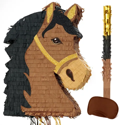 Miniatura 96 de Piñata plegable de unicornio, suministros para fiesta de cumpleaños, piñata extensible con bate y flecos, decoración de fiesta temática, piñatas