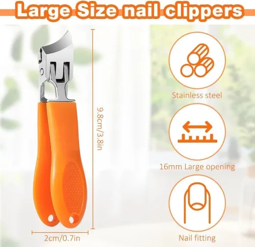 Miniatura 4 de Tijeras de uñas y uñas de los pies para uñas encarnadas, curvas, tijeras de uñas antiflexión con apertura de mandíbula ancha (negro)