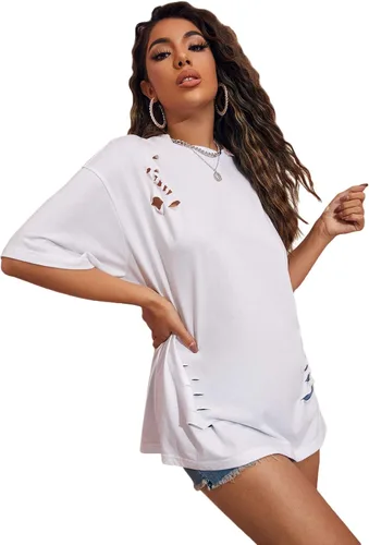 Miniatura 3 de SheIn Camiseta holgada de media manga con estampado de figuras para mujer