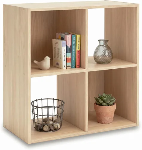 Miniatura 22 de Diseño exclusivo de Ashley Paxberry. Organizador de almacenamiento o librero moderno de 6 cubos, color blanqueado Encalar