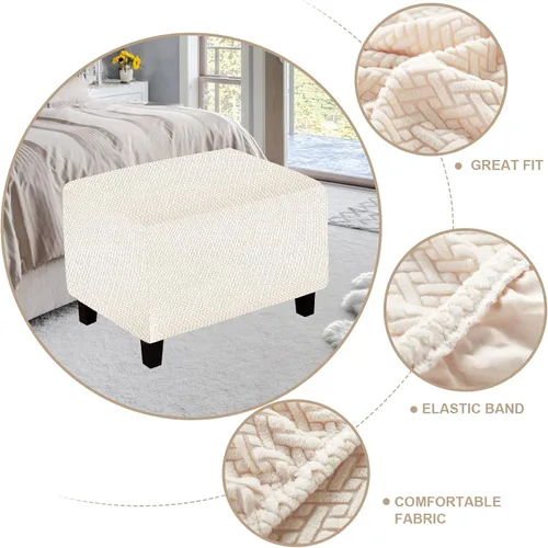 Miniatura 5 de Funda otomana de sofá resistente al desgaste, fundas otomanas rectangulares elásticas, funda para taburete de pies, fundas de taburete extraíbles