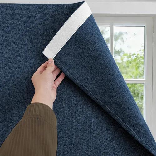 Foxdecor Cortinas opacas adhesivas para dormitorio, sala de estar, 36 pulgadas de largo, sin taladro, aislamiento térmico y protección UV, cortinas