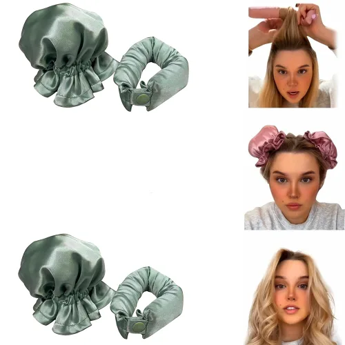 Miniatura 15 de Juego de rizadores de cabello sin calor, rodillos de satén con tapas para rizos nocturnos, kit de rizado para cabello largo, juego de dormir
