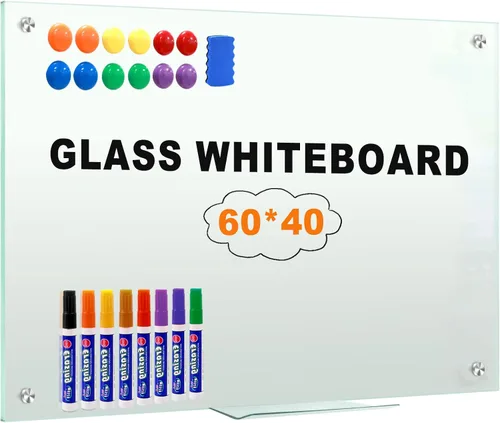 Miniatura 9 de H-Qprobd Pizarra Blanca 24"x18" Pizarras de Borrado en Seco Magnéticas sin Marco Pizarra Blanca Magnética de Vidrio para Pared, Pizarra Blanca