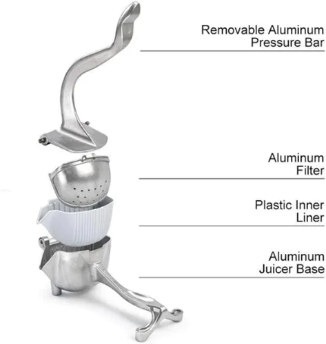 Miniatura 4 de Exprimidor manual de frutas de acero inoxidable: Exprimidor de prensa de limón resistente para extracción de cítricos sin esfuerzo, exprimidor