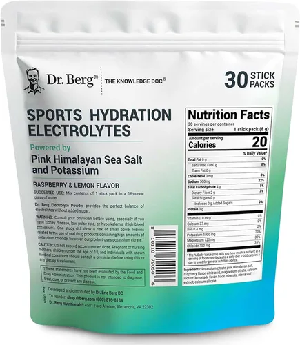Miniatura 2 de Dr. Berg Sports - Electrolitos de hidratación en polvo con más sal (rosa Himalaya) – 30 paquetes de electrolitos keto en polvo con un delicioso