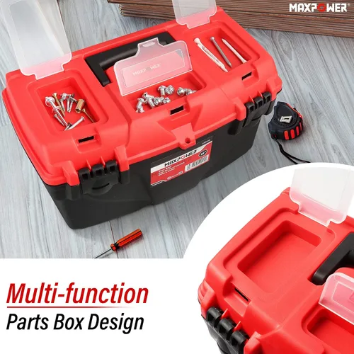 Miniatura 5 de MAXPOWER Cajas de herramientas con bandejas de herramientas extraíbles, caja de herramientas portátil para organizadores de herramientas