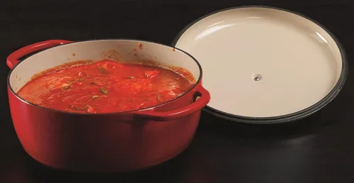 Miniatura 4 de Lodge EC7D43 - Horno holandés de hierro fundido esmaltado, 7.5 cuartos de galón, Island Spice Red y cazuela cubierta de hierro fundido esmaltado