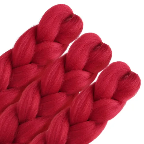 Miniatura 12 de SuCoo Extensiones de cabello trenzado Jumbo de fibra de alta temperatura, trenzas de ganchillo de 24 pulgadas, 3 unids/lote (negro)
