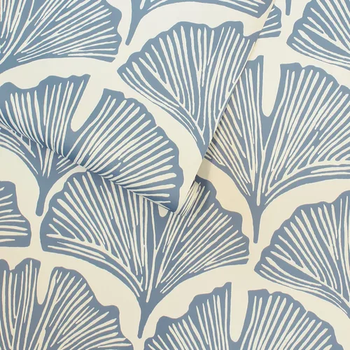 Miniatura 4 de Tempaper x Novogratz Waverly - Papel tapiz removible con palmeras de plumas azules, 20.5 pulgadas x 16.5 pies, fabricado en los Estados Unidos Azul