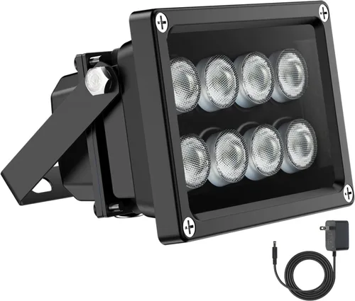Univivi Iluminador de infrarrojos de 90 grados de gran ángulo con 8 LED IR, luz infrarroja de 850 nm, iluminador de infrarrojos para visión