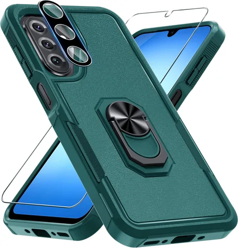 Miniatura 35 de Janmitta Funda compatible con Samsung Galaxy A14 5G con protector de pantalla + protector de lente de cámara, funda resistente de servicio pesado