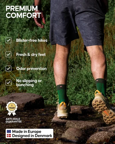 Miniatura 3 de DANISH ENDURANCE Calcetines de senderismo, ligeros, calcetines de lana merino para hombres y mujeres, absorben la humedad y térmicos, paquete de 3