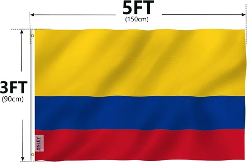 Miniatura 7 de Anley Fly Breeze - Bandera de Colombia de 3 x 5 pies, color vivo y a prueba de decoloración, cabecera de lona y doble costura, banderas nacionales