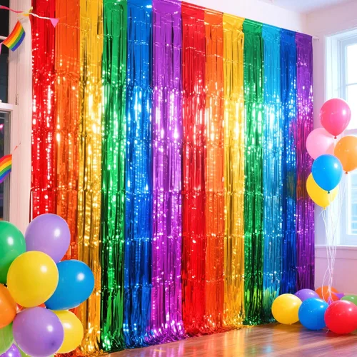 Miniatura 21 de Paquete de 4 cortinas de flecos de papel de aluminio negro, fondo de oropel metálico con purpurina para cumpleaños, bodas, despedidas de soltera