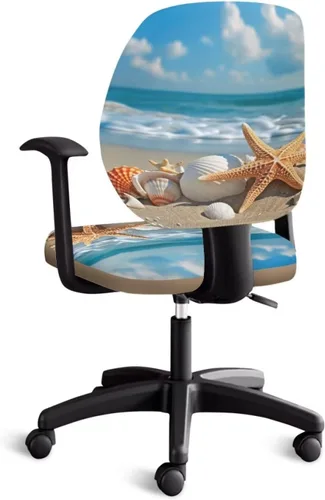 Miniatura 2 de Funda para silla de oficina, con temática de playa, funda elástica para silla de oficina, funda elástica de 2 piezas, funda para silla