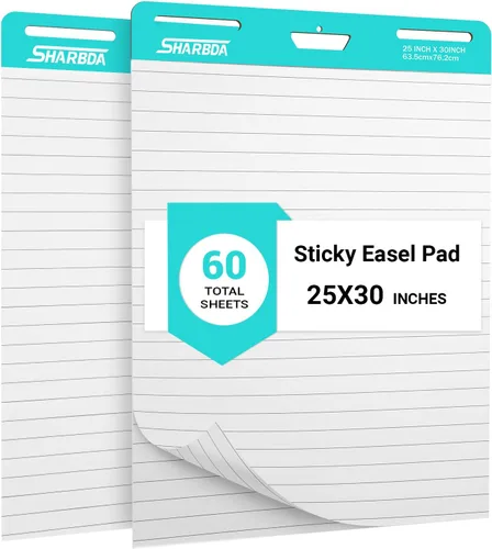 Almohadilla adhesiva para caballete con líneas, 25 x 30 pulgadas, papel de rotafolio, papel adhesivo para pizarra para maestros, papel adhesivo para