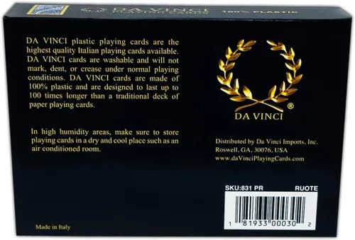 Miniatura 2 de DA VINCI Ruote, naipes italianos 100% de plástico, juego de tamaño de póquer de 2 barajas, índice regular, con 2 cartas cortadas