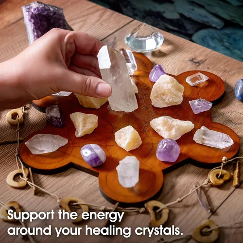 Miniatura 3 de Tablero de rejilla de cristal para piedras, cubo de Metatrón de 10 pulgadas de diámetro, tablero de geometría sagrada, amplifica el poder de tus