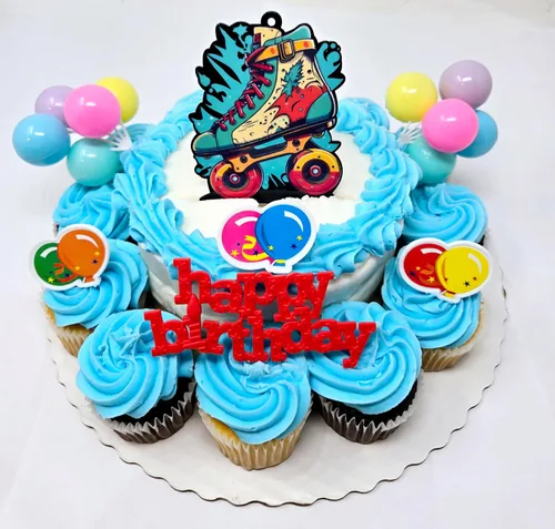 Juego de decoración para pastel de cumpleaños de 7 piezas con temática de patines