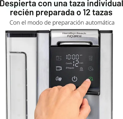 Miniatura 6 de Hamilton Beach FlexBrew Advanced 5-en-1 Cafetera Térmica Programable de 12 Tazas de Goteo y Porción Individual para Café Caliente y Helado, Depósito