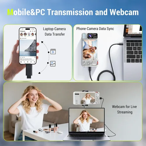 Miniatura 6 de Cámara digital, cámaras 4K de 64 MP para fotografía, pantalla abatible de 270°, enfoque automático, flash, zoom 18X, 2 baterías, tarjeta de 64 GB