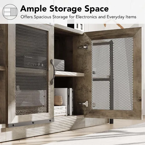 Miniatura 6 de IDEALHOUSE - Soporte para TV de estilo granja para televisores de 65/75 pulgadas, centro de entretenimiento con gabinete de almacenamiento, consola