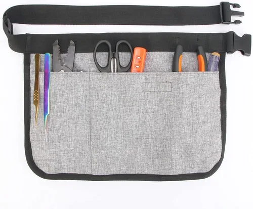 Miniatura 4 de Herramienta de jardinería Riñonera Cinturón ajustable Herramienta Delantal Organizador con 8 bolsillos Bolsa colgante Cinturón de herramientas (gris)