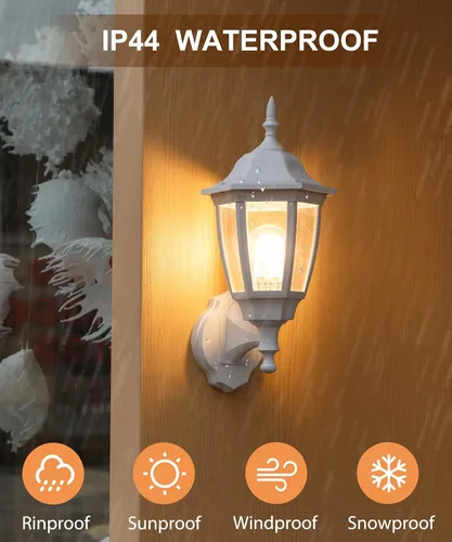Miniatura 5 de FUDESY Farol de Pared para Exteriores, Aplique de Pared Impermeable para Exterior, Lámpara de Porche Delantero Blanca de Montaje en Pared para Negro