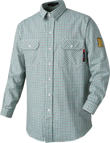 Miniatura 16 de Camisas FR para hombre, 7 onzas, de alta visibilidad, resistentes al fuego, CAT2, camisa de soldadura CAT2, 100% algodón, de alta visibilidad
