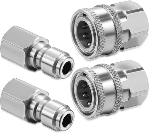 Hotop 2 juegos NPT 3/8 pulgadas arandela a presión Kit de conector rápido de acero inoxidable adaptadores para lavadora a presión Accesorios de
