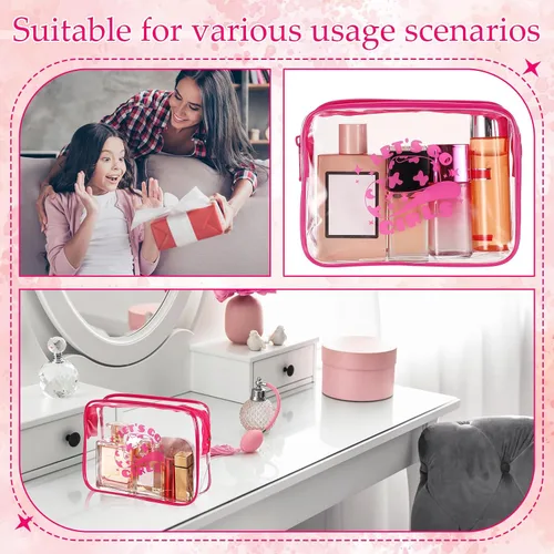 Miniatura 5 de Aliceset 6 piezas de recuerdos de fiesta de vaquera para niñas, bolsa de maquillaje transparente con cremallera, bolsa de aseo para despedida