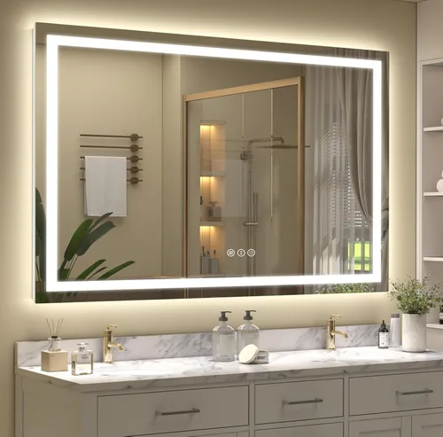 Miniatura 13 de 40x32 Espejo LED inteligente para baño, espejo de tocador regulable con luces, espejo de maquillaje retroiluminado y frontal para pared, antivaho