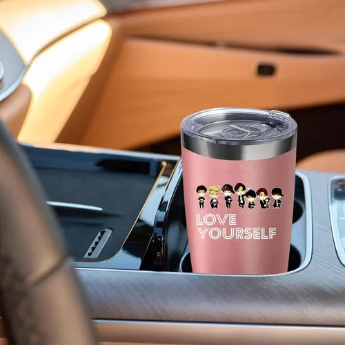 Miniatura 6 de Love Yourself Regalo inspirador para los fanáticos de la música, vaso de café helado de acero inoxidable aislado de 20 Oz con tapa, pajita