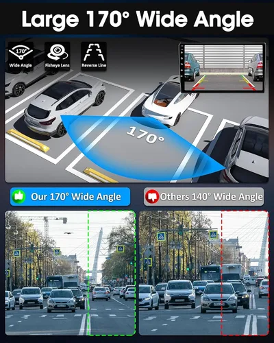 Miniatura 4 de 【Rotación de 360°】 Cámara de respaldo AHD 1080P para coche Super visión nocturna 170° gran angular cámara inversa IP69 impermeable cámara