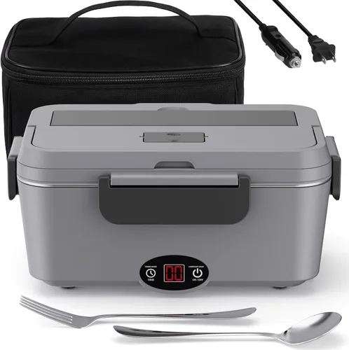 Miniatura 9 de Sitlais Lonchera eléctrica con calefacción para hombres, calentador de alimentos portátil para automóvil, camión, 90 W, lonchera autocalentable