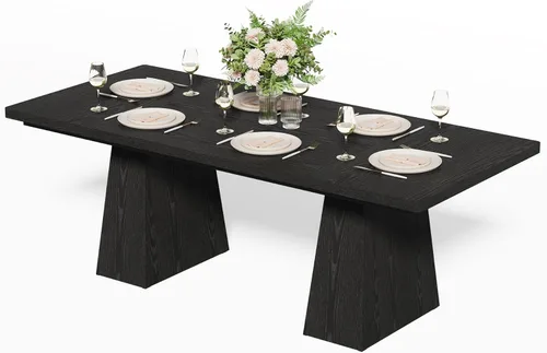 Miniatura 3 de LITTLE TREE Mesa de comedor para 4-6 personas, mesa de madera, muebles rectangulares con patas resistentes, mesa de cocina moderna para el hogar